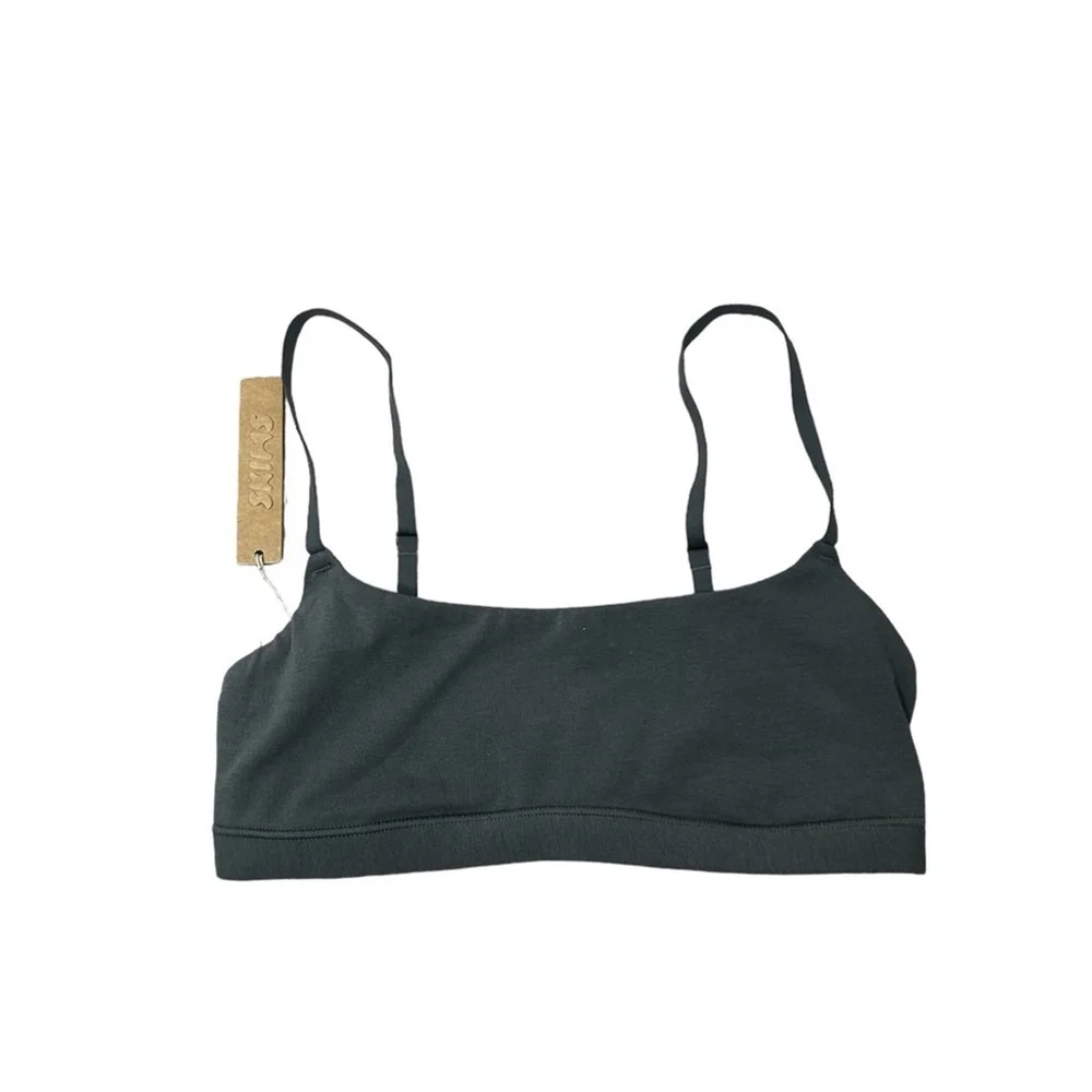 Skims Kim K Cotton Jersey Scoop Neck Wireless Comfort Bralette Juniper Size XXS